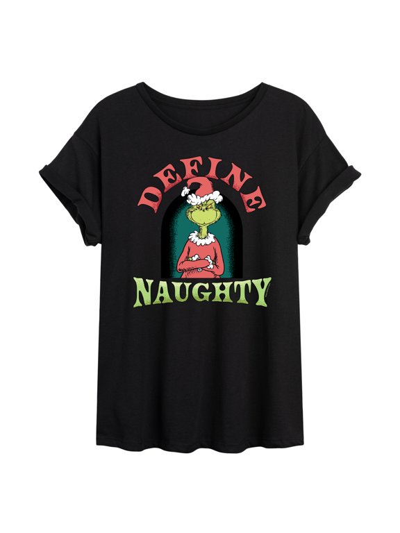 The Grinch - Define Naughty - Juniors Oversized Graphic T-Shirt