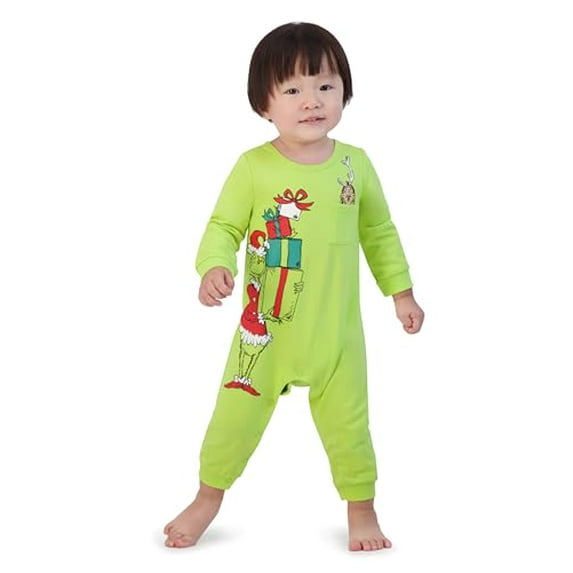 The Grinch Dr.Seuss Unisex Baby Grinch Printed Coverall, Sizes 0-24 Months (Green, 6/9M)