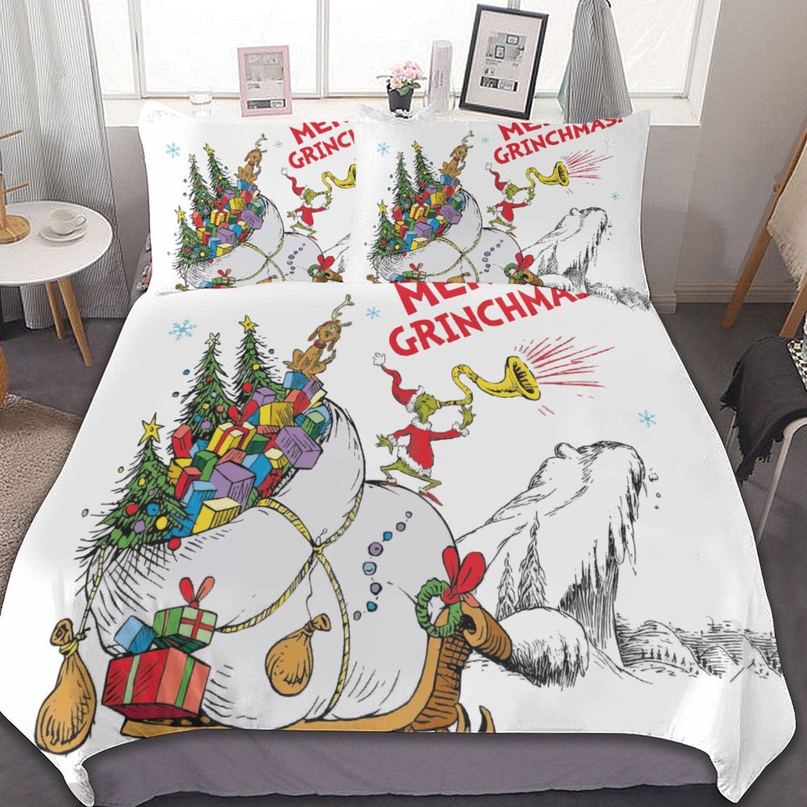 The Grinch Duvet Cover Set, Home Bedroom Decoration, Luxury Soft
