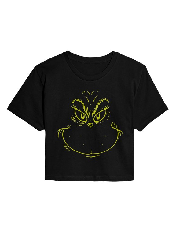 The Grinch - Face - Juniors Cropped Graphic T-Shirt