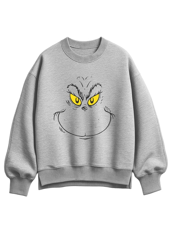 The Grinch - Face Women's Oversized Fleece Crew Sweatshirt