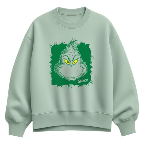 The Grinch - Face Paint Splatter - Women's Oversized Fleece Crew Sweatshirt