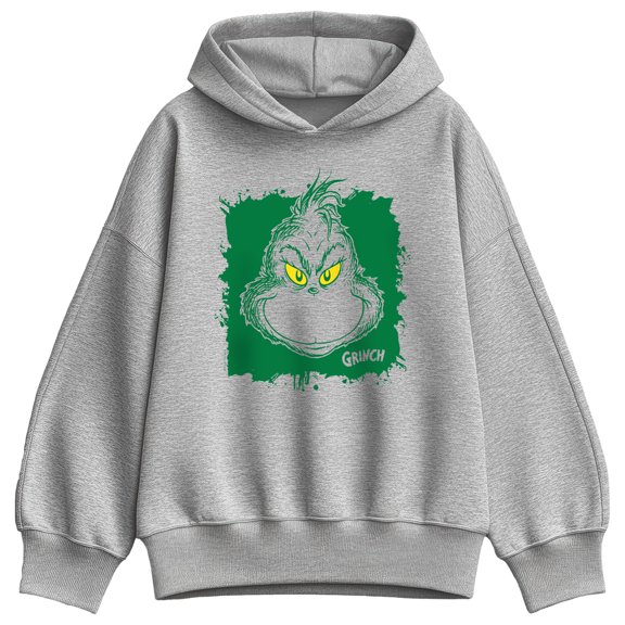 The Grinch - Face Paint Splatter - Women's Oversized Fleece Hoodie Sweatshirt