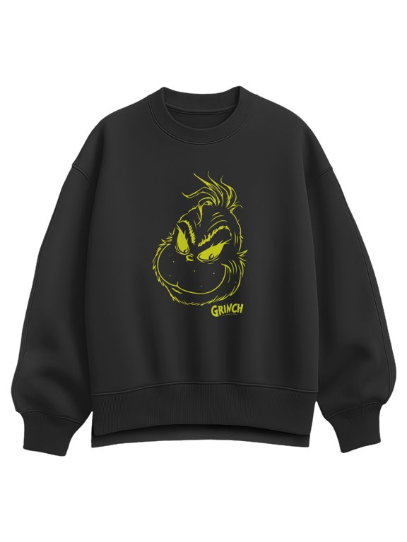 The Grinch - Face Women's Oversized Fleece Crew Sweatshirt
