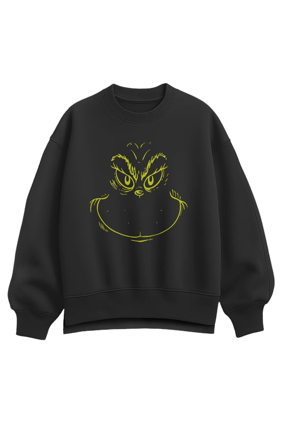The Grinch - Face - Women's Oversized Fleece Crew Sweatshirt