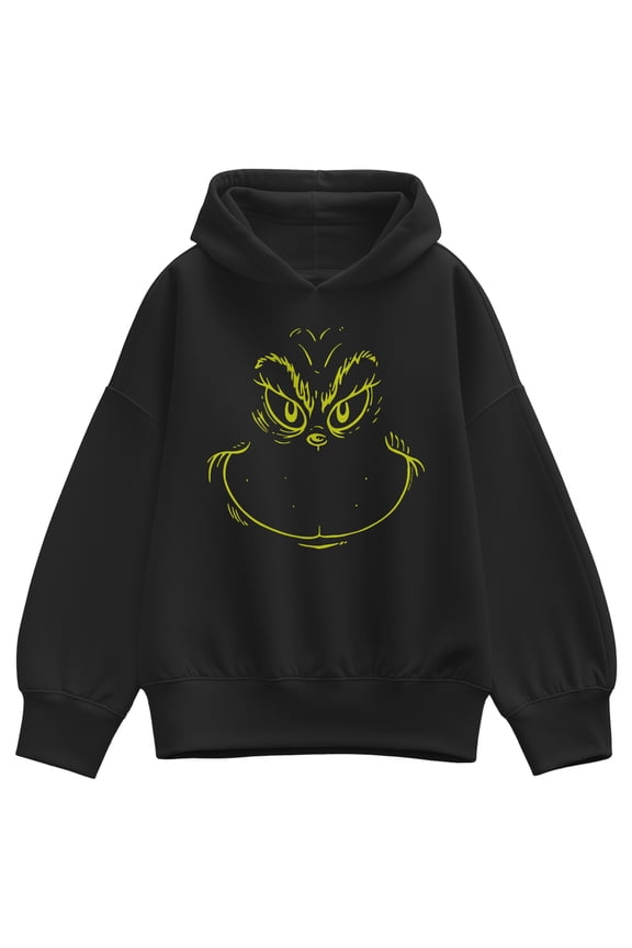 The Grinch - Face - Women's Oversized Fleece Hoodie Sweatshirt