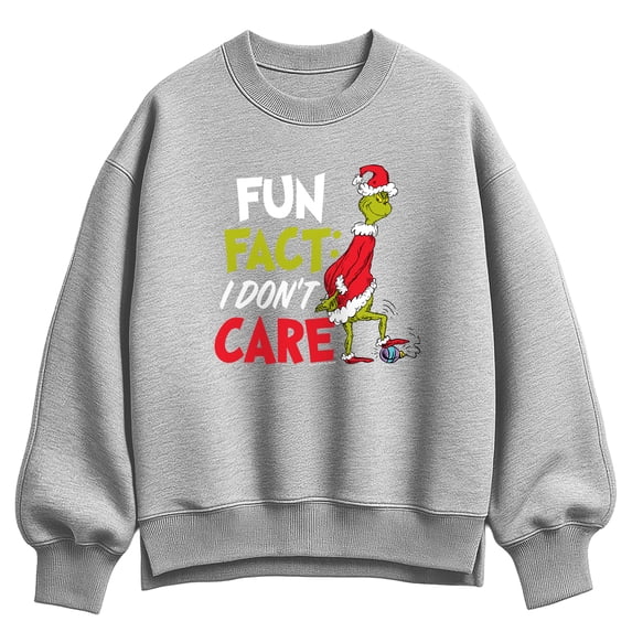 The Grinch - Fun Fact I Don't Care - Women's Oversized Fleece Crew Sweatshirt
