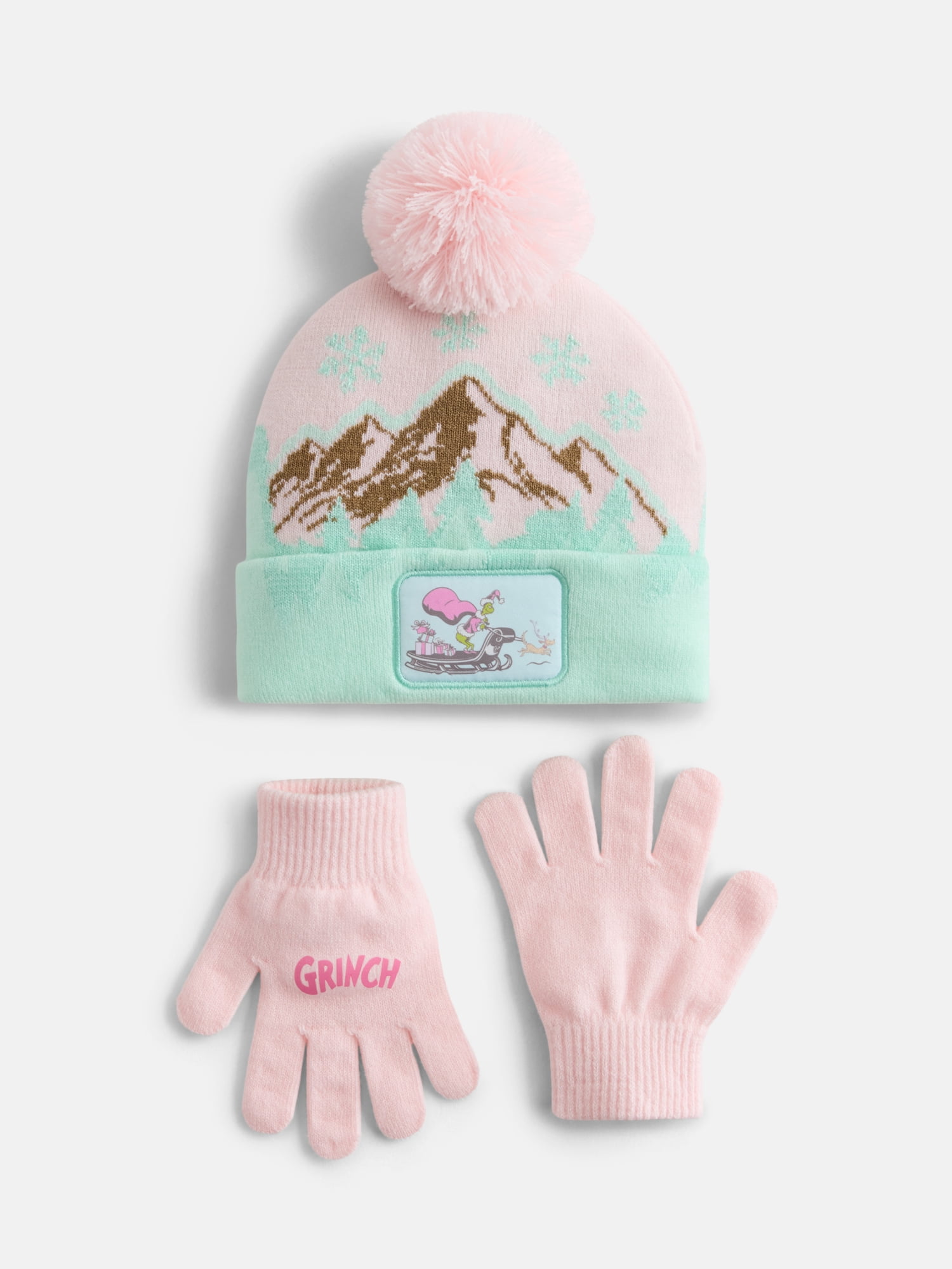 The Grinch Girls Pom Beanie and Gloves Set, 2 Piece