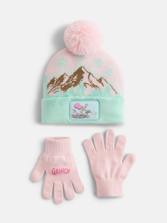The Grinch Girls Pom Beanie and Gloves Set, 2 Piece
