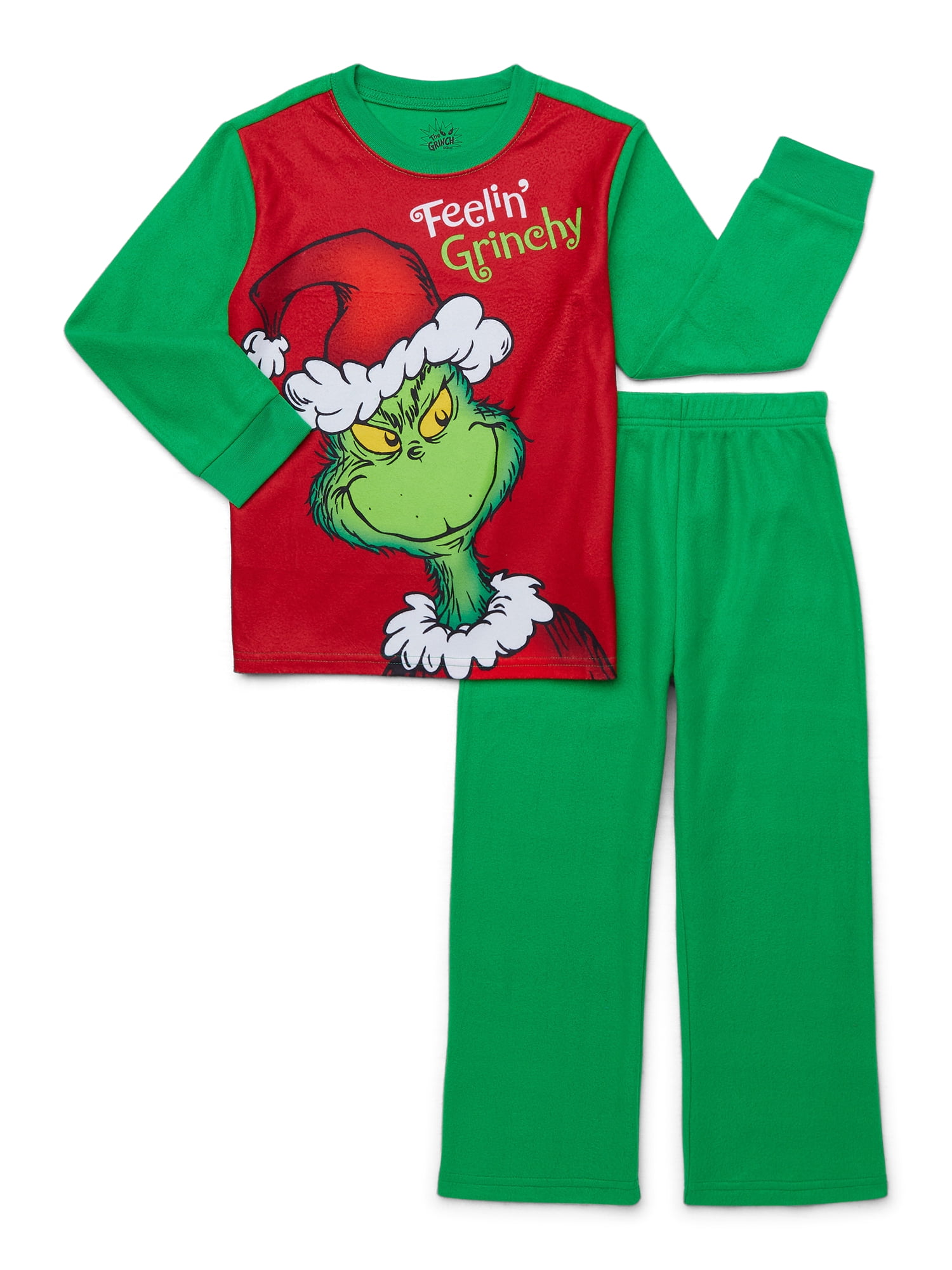 The Grinch Girls Long Sleeve Top and Pants Pajama Set, 2-Piece, Sizes 4-12