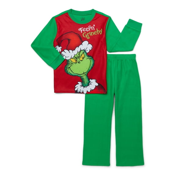 The Grinch Girls Long Sleeve Top and Pants Pajama Set, 2-Piece, Sizes 4-12