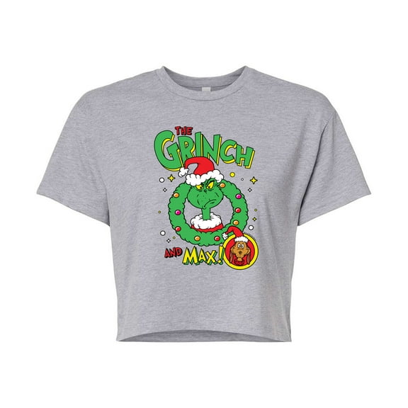 The Grinch - Grinch And Max - Juniors Cropped Cotton Blend T-Shirt