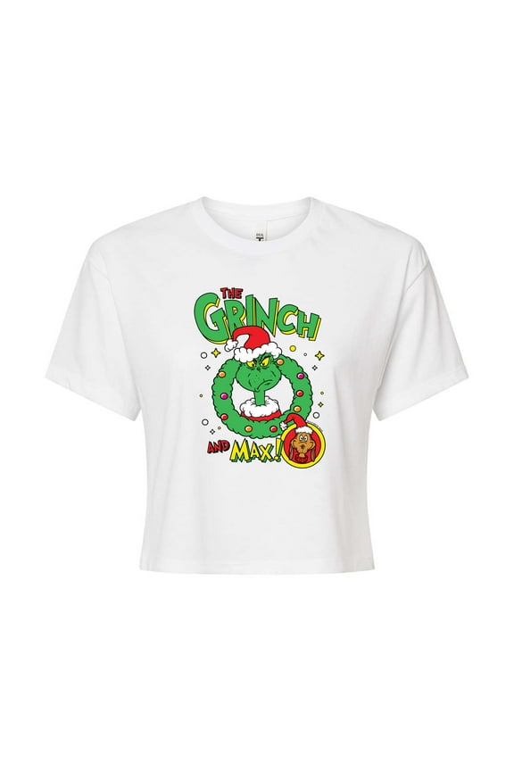 The Grinch - Grinch And Max - Juniors Cropped Cotton Blend T-Shirt