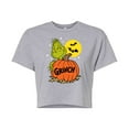 thumbnail image 1 of The Grinch - Grinch And Pumpkin - Juniors Cropped Cotton Blend T-Shirt, 1 of 5
