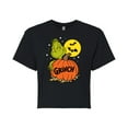thumbnail image 1 of The Grinch - Grinch And Pumpkin - Juniors Cropped Cotton Blend T-Shirt, 1 of 5