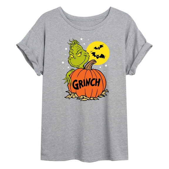 The Grinch - Grinch And Pumpkin - Juniors Ideal Flowy Muscle T-Shirt