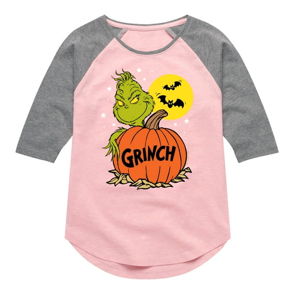 The Grinch - Grinch And Pumpkin - Toddler & Youth Girls Raglan Graphic T-Shirt