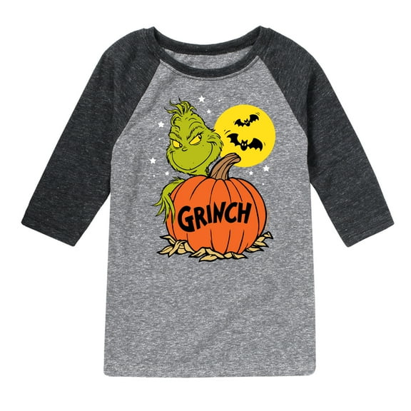 The Grinch - Grinch And Pumpkin - Toddler & Youth Raglan Graphic T-Shirt