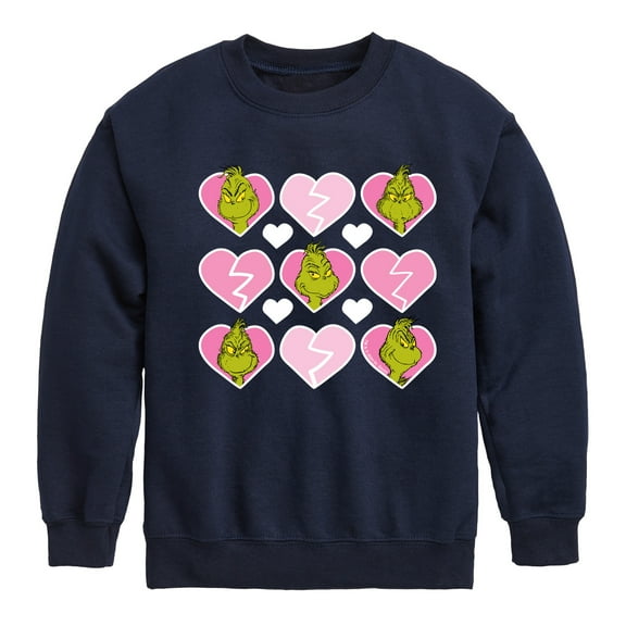 The Grinch - Grinch Broken Heart Grid  - Toddler & Youth Crewneck Fleece Sweatshirt