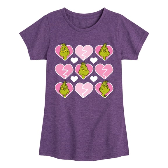 The Grinch - Grinch Broken Heart Grid  - Toddler & Youth Girls Short Sleeve Graphic T-Shirt