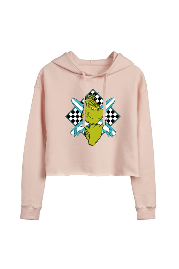 The Grinch - Grinch Crossed Surfboards - Juniors Cropped Pullover Hoodie