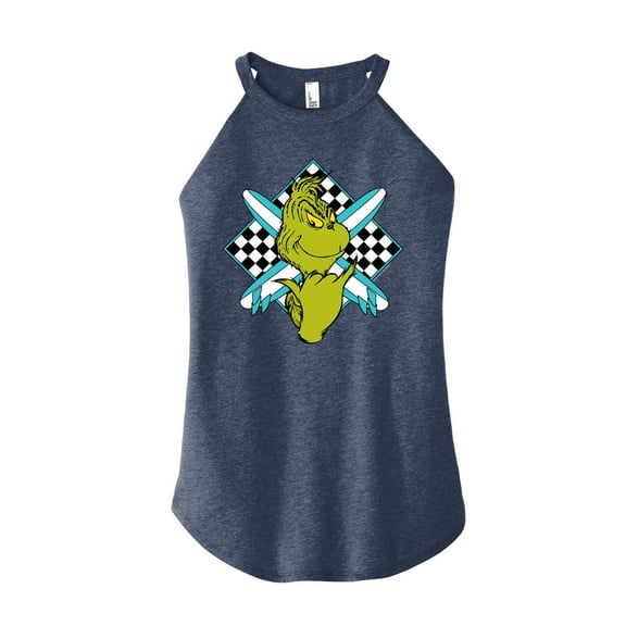 The Grinch - Grinch Crossed Surfboards - Juniors High Neck Tank Top