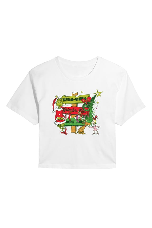 The Grinch - Grinch Directions - Juniors Cropped Graphic T-Shirt