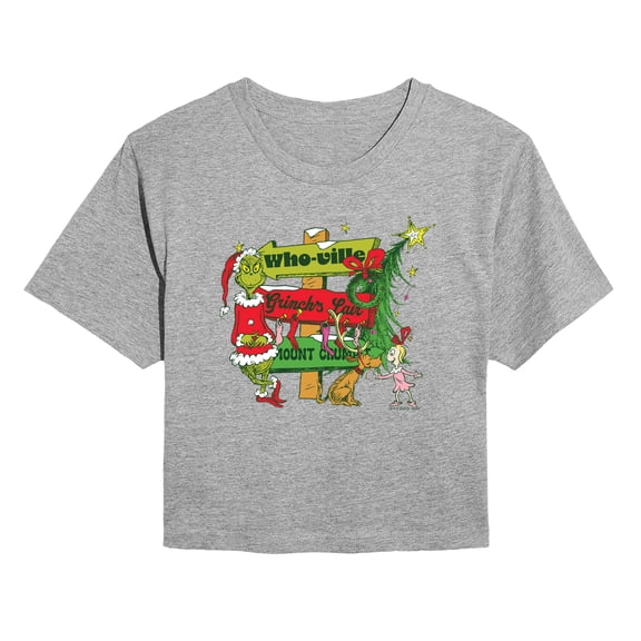 The Grinch - Grinch Directions - Juniors Cropped Graphic T-Shirt