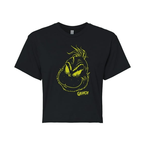 The Grinch - Grinch Face - Juniors Cropped Cotton Blend T-Shirt
