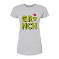 thumbnail image 1 of The Grinch - Grinch Fur Letters - Juniors Fitted Graphic T-Shirt, 1 of 4
