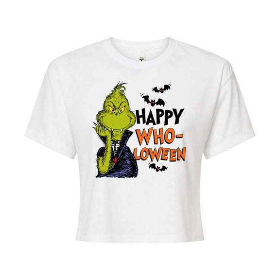 The Grinch - Grinch Happy Wholoween - Juniors Cropped Cotton Blend T-Shirt