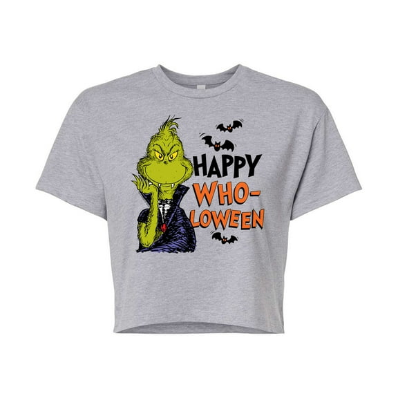 The Grinch - Grinch Happy Wholoween - Juniors Cropped Cotton Blend T-Shirt