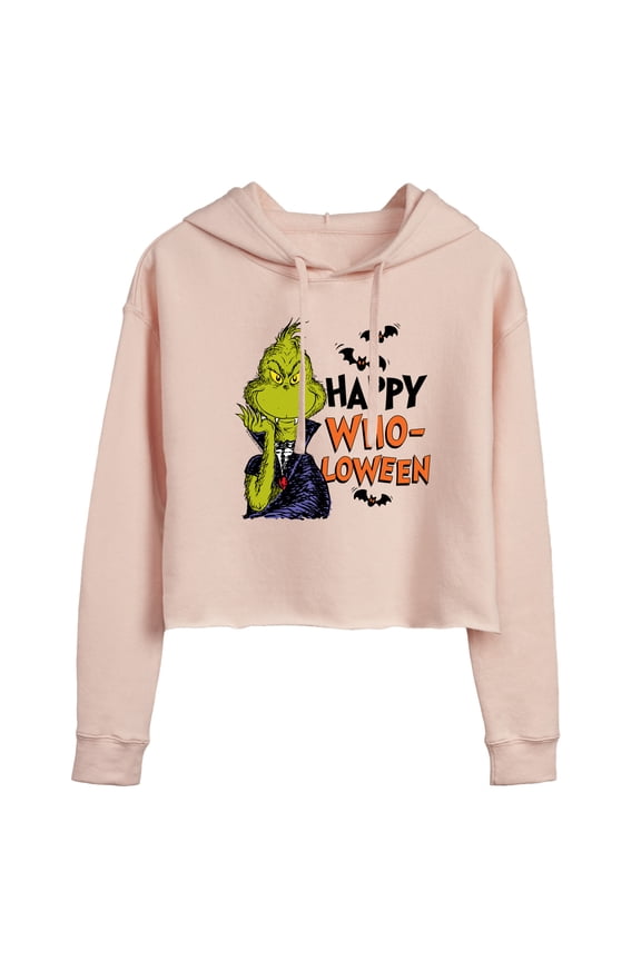 The Grinch - Grinch Happy Wholoween - Juniors Cropped Pullover Hoodie