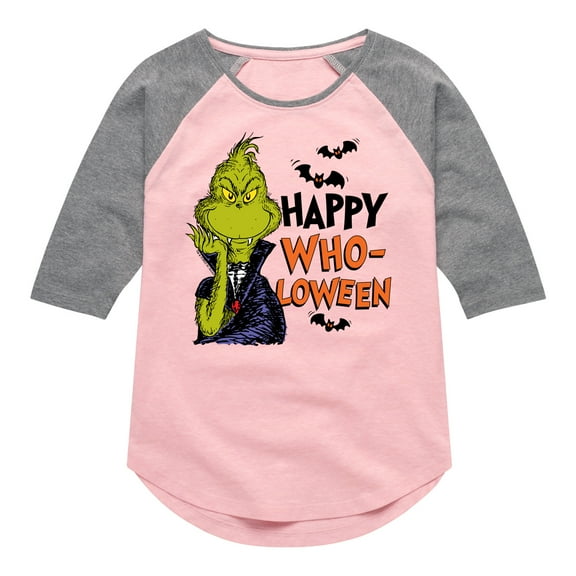 The Grinch - Grinch Happy Wholoween - Toddler & Youth Girls Raglan Graphic T-Shirt