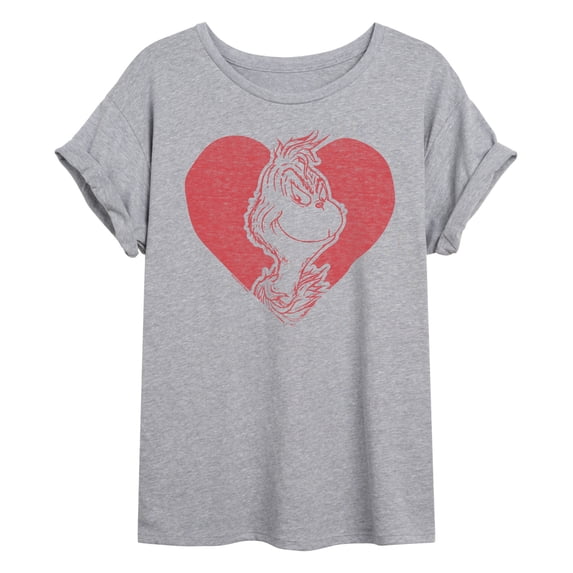 The Grinch - Heart - Juniors Oversized Graphic T-Shirt