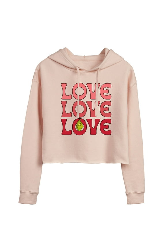 The Grinch - Grinch Love Stack - Juniors Cropped Pullover Hoodie