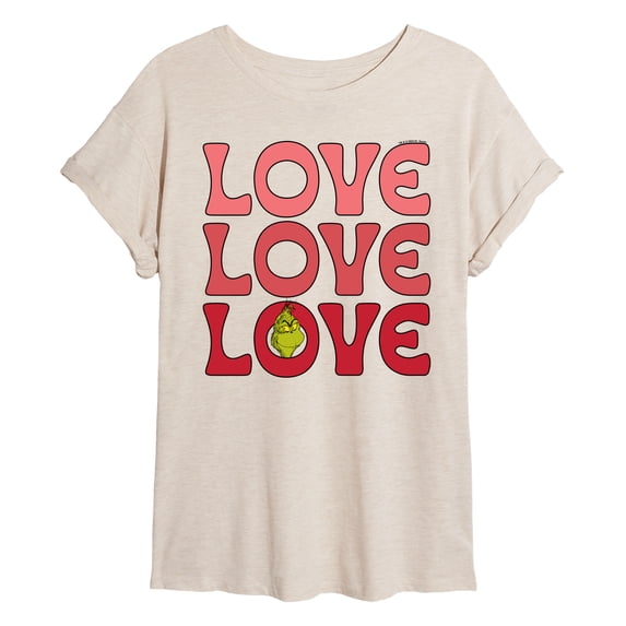 The Grinch - Love Stack - Juniors Oversized Graphic T-Shirt