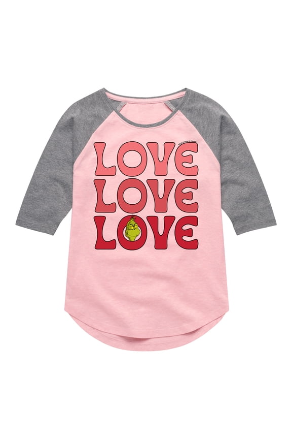 The Grinch - Grinch Love Stack - Toddler & Youth Girls Raglan Graphic T-Shirt