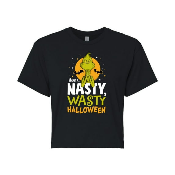 The Grinch - Grinch Nasty Wasty Hallo Meanween - Juniors Cropped Cotton Blend T-Shirt