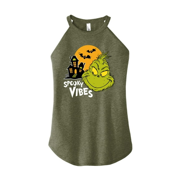 The Grinch - Grinch Spooky Vibes - Juniors High Neck Tank Top