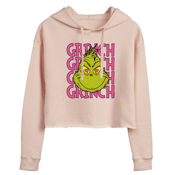 The Grinch - Grinch Stacked - Juniors Cropped Pullover Hoodie