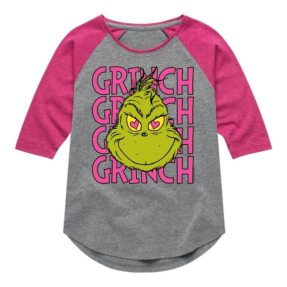 The Grinch - Grinch Stacked - Toddler & Youth Girls Raglan Graphic T-Shirt