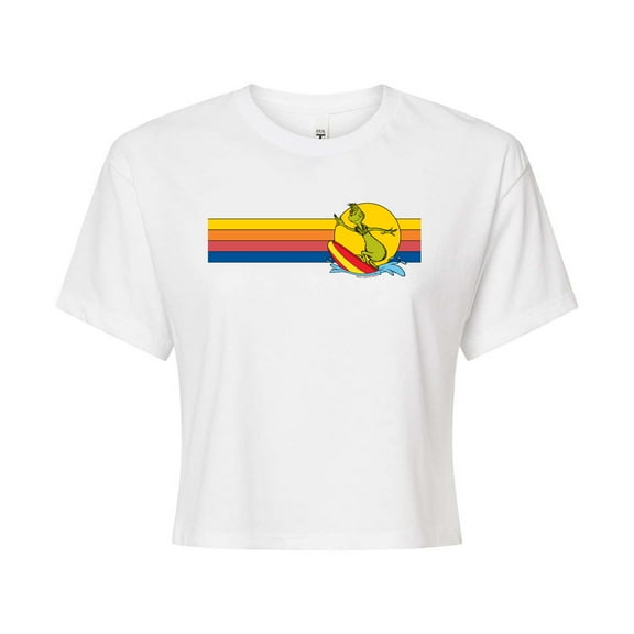 The Grinch - Grinch Surf Retro - Juniors Cropped Cotton Blend T-Shirt