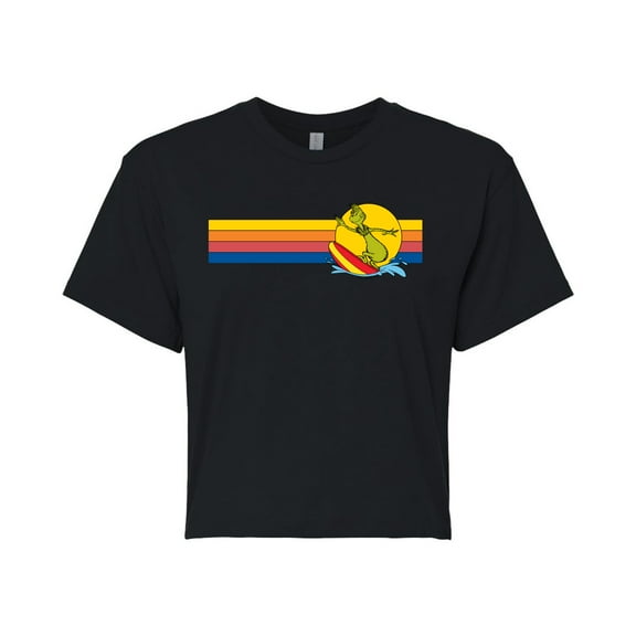 The Grinch - Grinch Surf Retro - Juniors Cropped Cotton Blend T-Shirt