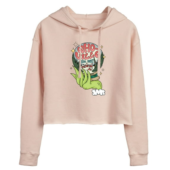 The Grinch - Grinch Whoville Globe - Juniors Cropped Pullover Hoodie