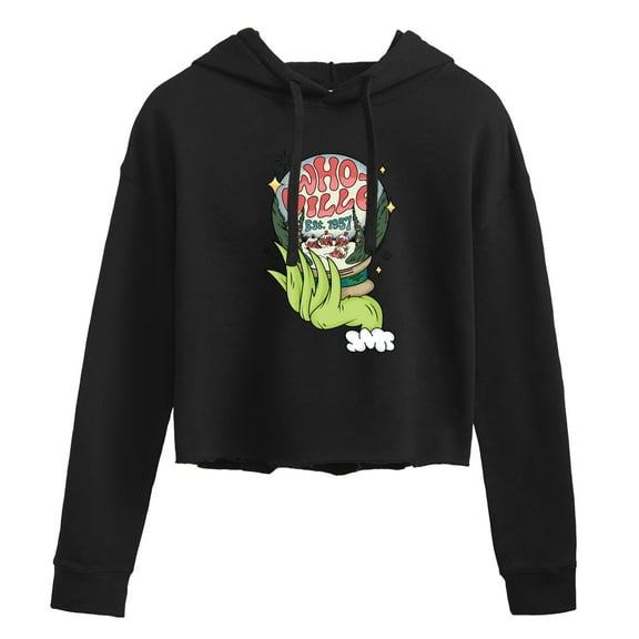 The Grinch - Grinch Whoville Globe - Juniors Cropped Pullover Hoodie