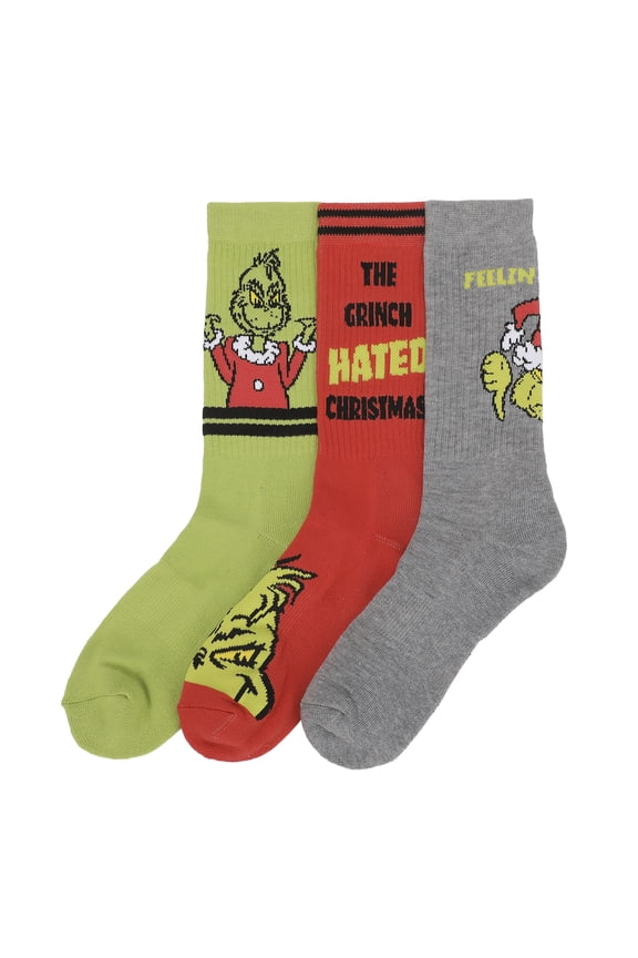 The Grinch Hated Christmas Athletic Crew Socks 3 Pack