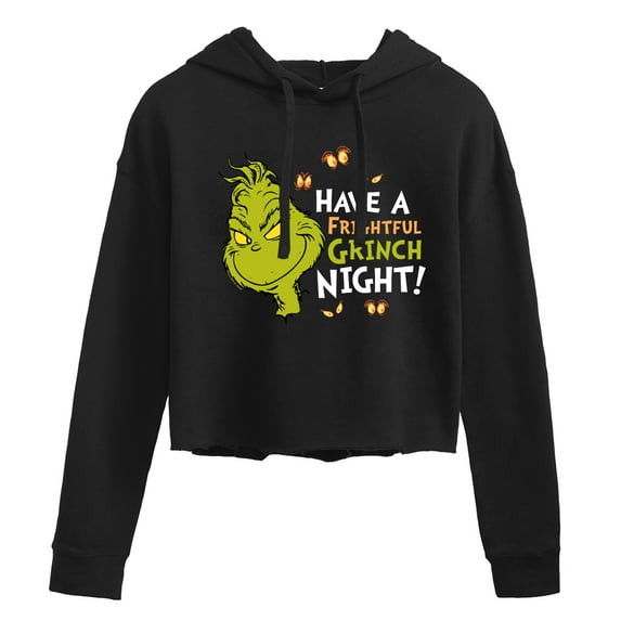 The Grinch - Have A Frightful Grinch Night - Juniors Cropped Pullover Hoodie