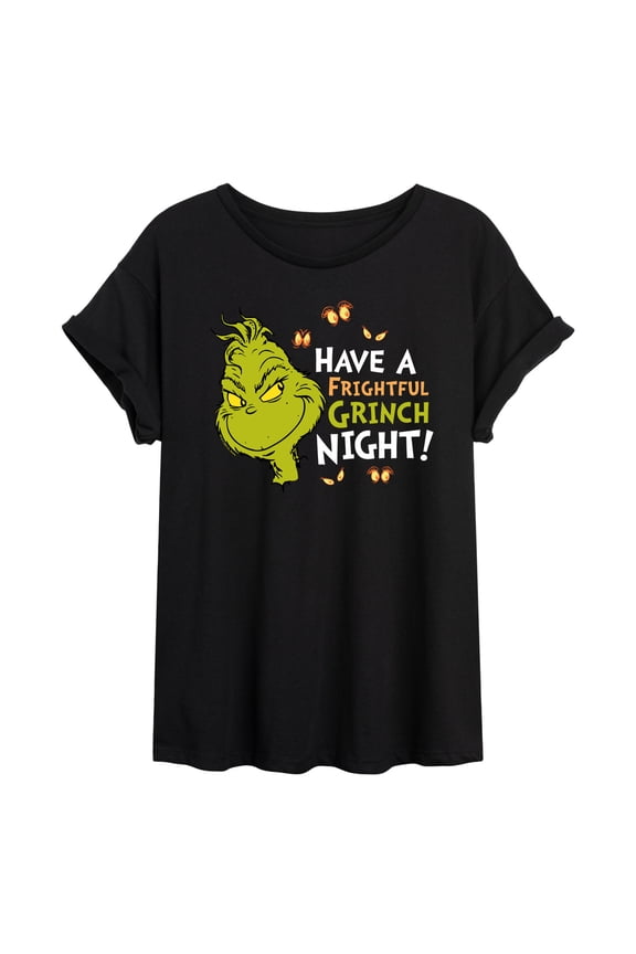 The Grinch - Have A Frightful Grinch Night  - Juniors Ideal Flowy Muscle T-Shirt