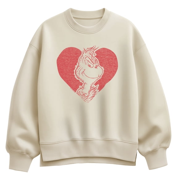 The Grinch - Heart Women's Oversized Fleece Crew Sweatshirt
